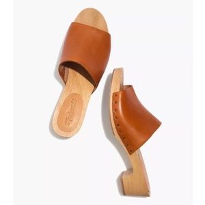 Madewell The Evelyn Slide Tan Heeled Clogs Slip On Open Toe Leather